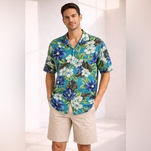 Vintage 1960s Aloha Hawaiian Print Shirt 3X Plus tropical Oversized Beach Silk